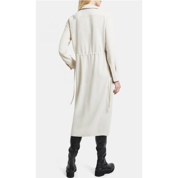 Theory Drawstring Shirt Dress 2 Matte Twill "Wheat" Lagenlook Minimal MSRP $275 - Picture 3 of 9
